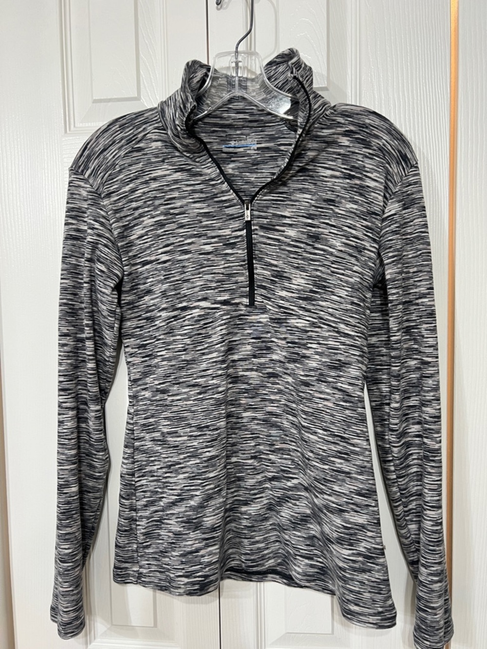 Columbia Wm M Heatherd Black White Zip Pullover lightweight activewear hike run